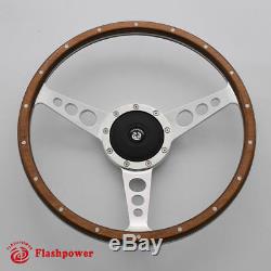 15 '' Steering Wheel Classic Riveted Wood Grain Catering For Mg Mgb Midget