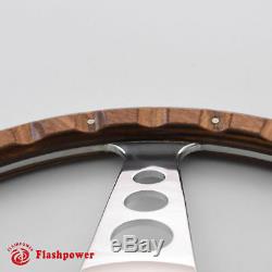 15 '' Steering Wheel Classic Riveted Wood Grain Catering For Mg Mgb Midget