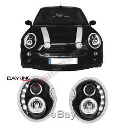 2 Lights Headlight Led Bmw Mini R50 R52 R53 Cooper & Mini One Black Background