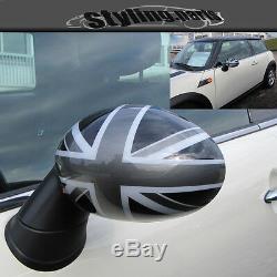 Black Union Jack Black Rearview Mirror Caps / Covers For Mini One Cooper Clubman