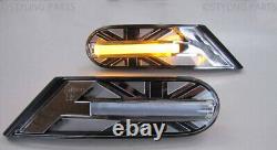 Black Union Jack Side LED Turn Signals for Mini Cooper R56 R55 R57 R58 R59