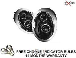 Bmw Mini 01-06 R50 R52 53 Black Led R8 Projector Drl & Halo Angel Eye