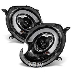 Bmw Mini 2007-2013 R55 & R56 Black Led Bar Light Drl R8 Headlights Projector