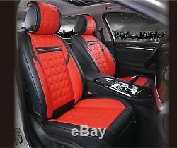 Deluxe Ultra Premium Red Black Pu Leather Full Set Seat Cushion Covers For