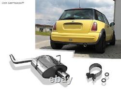 FOX Inox Sport Exhaust Mini One & Cooper R50 1x80mm Round Rolled With ABS