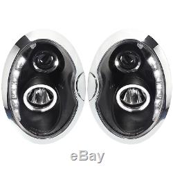 Headlight Set For Bmw Mini R50 / R52 / R53 01-06 Transparent Glass / Black Sonar
