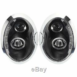 Headlight Set For Bmw Mini R50 / R52 / R53 01-06 Transparent Glass / Black Sonar