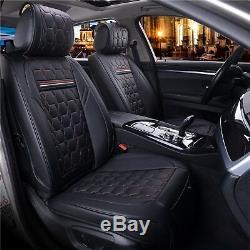 Luxury Ultra Premium Black Pu Leather Red Complete Set Cushion Seat Covers For