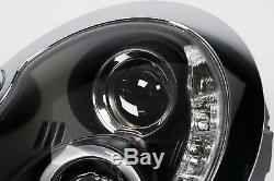 Mini Cooper One R50 01-06 Black Led Drl Headlights Angel Eyes Set Pair