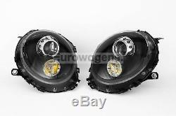 Mini Cooper R55 R56 R57 R58 06-14 Led Drl Black Xenon Look Headlight Pair Lhd