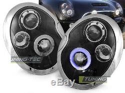 New! Projectors For Bmw Mini Cooper R50 R52 R53 2001-2006 Angel Eyes Black Fr