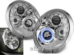 Nou! Faruri Pentru Mini Cooper Bmw R50 R52 R53 01-06 Angel Eyes Crom Lpmc01en