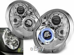 Offer Pair Headlights Bmw Mini Cooper R50 R52 R53 01-06 Halo Rims Chrome En Right Of Withdrawal