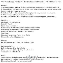 Pair Front Bumper Trim Set for Mini One Cooper R50/R52/R53 01-2004 Carbon Fibre