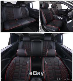 Premium Deluxe Pu Leather & Fabric Black Seat Covers Full Set Before Cushion