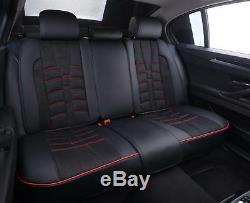 Premium Deluxe Pu Leather & Fabric Black Seat Covers Full Set Before Cushion