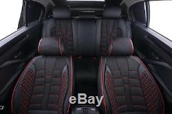 Premium Deluxe Pu Leather & Fabric Black Seat Covers Full Set Before Cushion