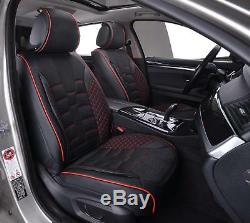 Premium Deluxe Pu Leather & Fabric Black Seat Covers Full Set Before Cushion