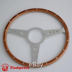 Riveted Wood Classic 13 '' Wheel For Mini Mg Vintage Triumph Golf Semi Domed