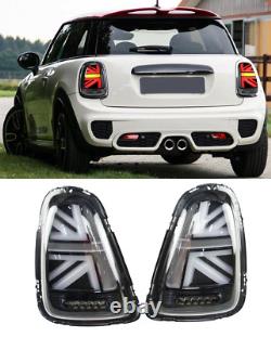 2 Feux Arriere Led Noir Union Jack Pour Mini Cooper R56 R57 De 11/2006 A 12/2013