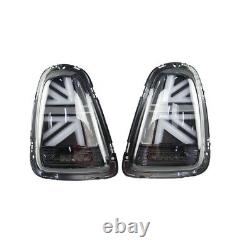 2 Feux Arriere Led Noir Union Jack Pour Mini Cooper R56 R57 De 11/2006 A 12/2013